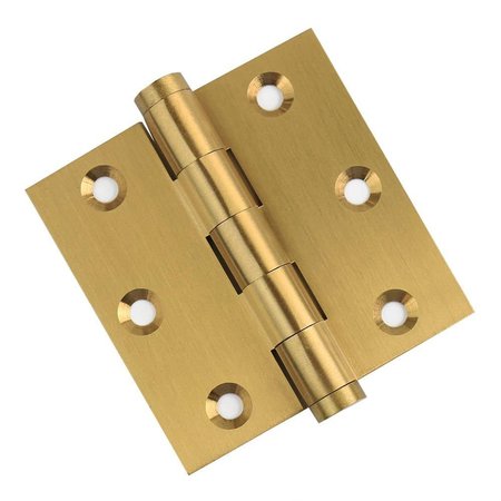 3 x 3 Solid Brass Hinge, Satin Brass Finish with Flat Tips